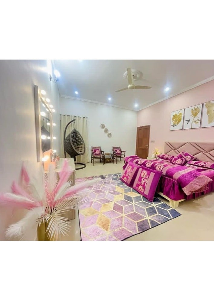 RIZARIES Pink Gradient Cubes Centerpiece Rug, Fabric, Rectangle - Image 4