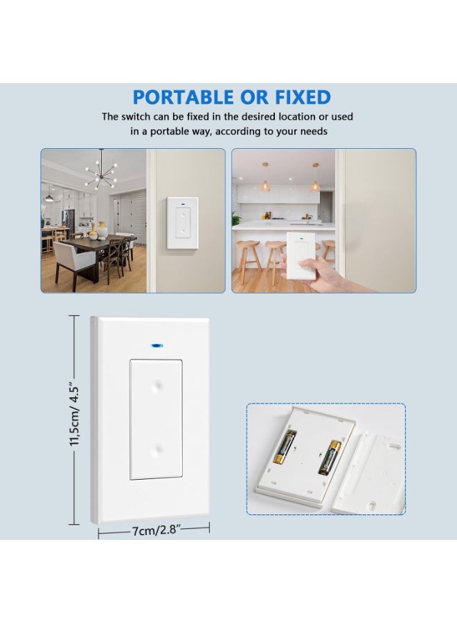 تعمل البطارية اللاسلكية ضوء التبديل مجموعة التحكم عن بعد التبديل لا الأسلاك المطلوبة 30m نطاق RF433 للمنزل غرفة النوم حمام درج CE معتمد - Image 3