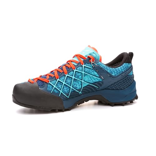Salewa Women's Wildfire GTX Approach Shoe - Durable, Waterproof Gore-Tex Trail Shoe for Hiking & Climbing - Poseidon/Capri - 8.5 - Image 3