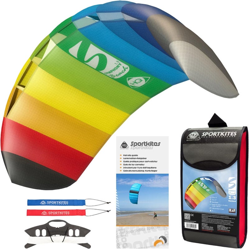 HQ Kites Symphony Beach III 1.3 Stunt Kite 51 Inch Dual - Line Sport Kite, Color: Rainbow - Active Outdoor Fun for Ages 8 and Up - Image 1
