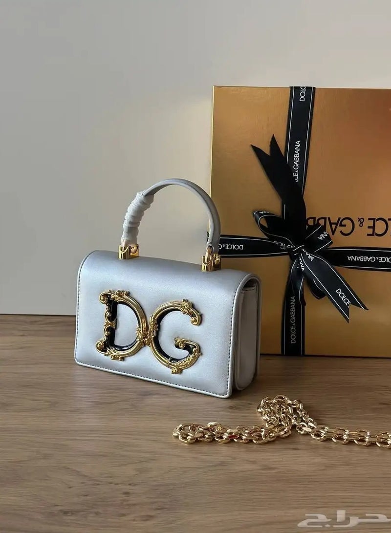 D&G Dolce & Gabbana Mini Top Handle Bag Silver, Women's Cross Body Bag, Women's Tote Bag, Women's Hand Bag, Women's Shoulder Bag, Women's Travel Bag, Women's Hobo Bag - Image 1