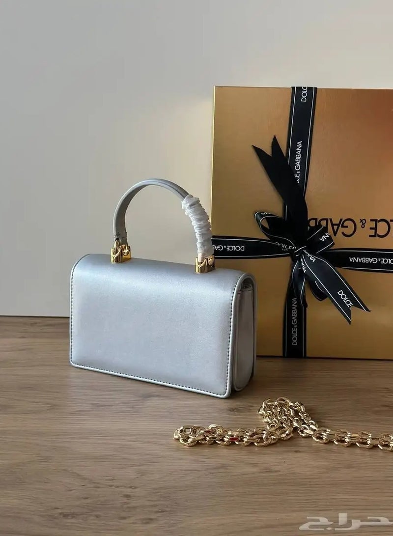 D&G Dolce & Gabbana Mini Top Handle Bag Silver, Women's Cross Body Bag, Women's Tote Bag, Women's Hand Bag, Women's Shoulder Bag, Women's Travel Bag, Women's Hobo Bag - Image 2