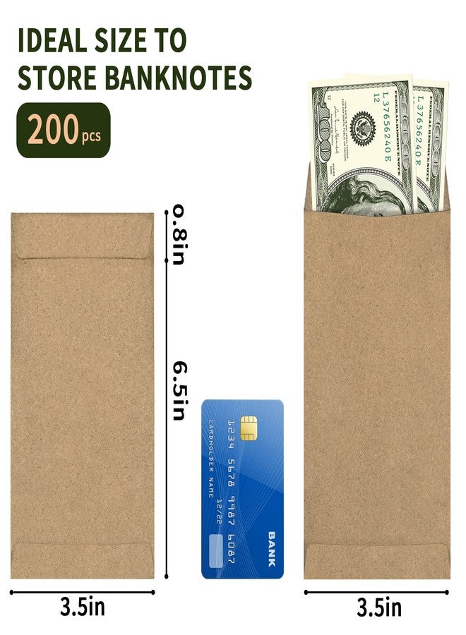 SWESARA 200 Pack Kraft Cash Envelopes for Budgeting, 6.7 x 3.5 Inch | Large Pack of Self-Adhesive Money Envelope for Cash or Coins | Organization Envelopes for Checks, Jewelry, and Small Items - Image 2