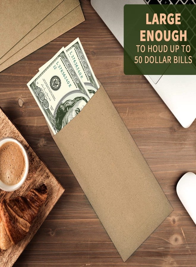 SWESARA 200 Pack Kraft Cash Envelopes for Budgeting, 6.7 x 3.5 Inch | Large Pack of Self-Adhesive Money Envelope for Cash or Coins | Organization Envelopes for Checks, Jewelry, and Small Items - Image 4