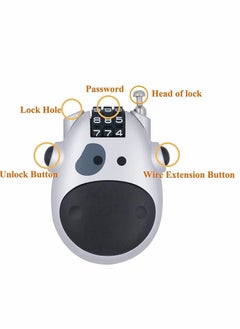 Y&D Combination Lock Cable Padlock with 3 Digit Numeric Code, 80CM Extendable Cable, Heifer Shape, Customized Safety for Suitcase Stroller Luggage Laptop(Silver)  - Image 2