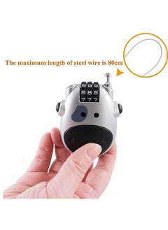 Y&D Combination Lock Cable Padlock with 3 Digit Numeric Code, 80CM Extendable Cable, Heifer Shape, Customized Safety for Suitcase Stroller Luggage Laptop(Silver)  - Image 3