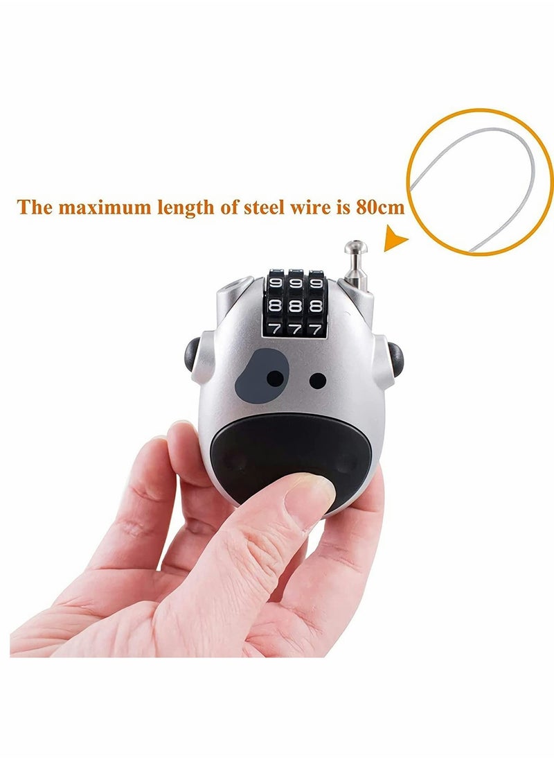 Y&D - Combination Lock Cable Padlock with 3 Digit Numeric Code, 80CM Extendable Cable, Heifer Shape, Customized Safety for Suitcase Stroller Luggage Laptop(Silver) - Image 1