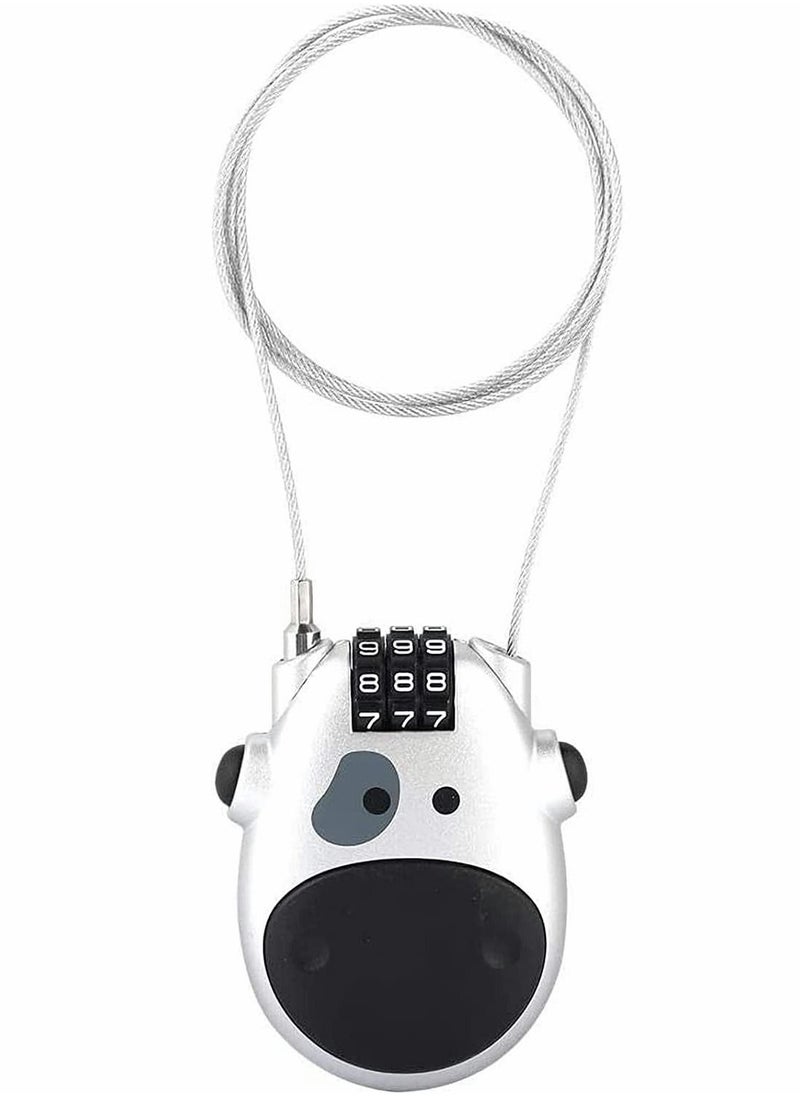 Y&D - Combination Lock Cable Padlock with 3 Digit Numeric Code, 80CM Extendable Cable, Heifer Shape, Customized Safety for Suitcase Stroller Luggage Laptop(Silver) - Image 1