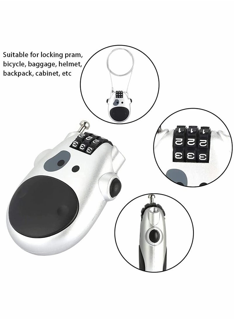 Y&D - Combination Lock Cable Padlock with 3 Digit Numeric Code, 80CM Extendable Cable, Heifer Shape, Customized Safety for Suitcase Stroller Luggage Laptop(Silver) - Image 1
