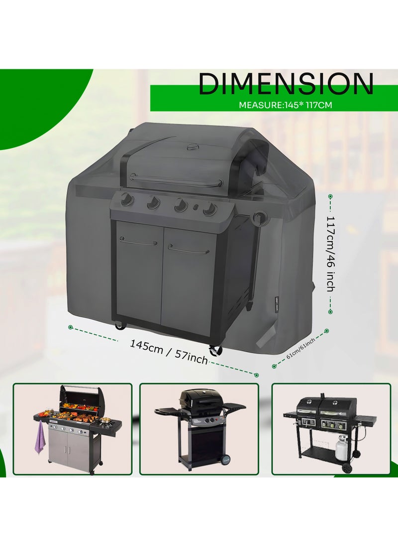 Topify TOPIFY Waterproof Grill Cover Anti Dust Charcoal Electric Barbeque Garden Outdoor BBQ Protective Case Multiple Sizes Black,145 x 61 x 117cm  - Image 2