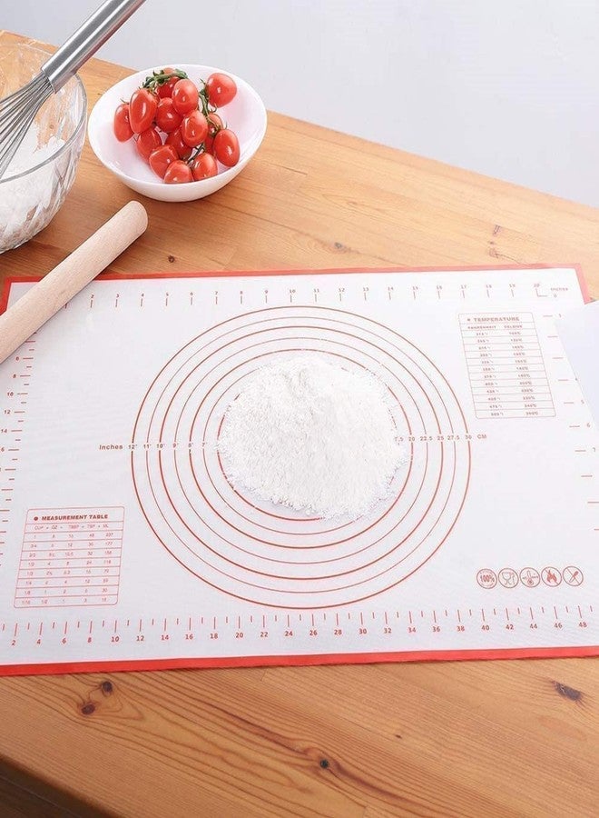 Shopsero Silicone Baking Mat with Measurement Markings | Non-Stick Rolling and Baking Mat | Flexible Sheet Design (Red and White) - Image 5