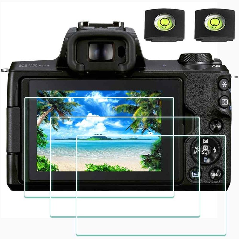 ULBTER Screen Protector for Canon EOS M50 Mark II Camera & Hot Shoe Cover 0.3mm 9H Hardness Ultra-clear Tempered Glass Screen Protector,Anti-Scrach Anti-Fingerprint Anti-Dust Anti-Bubble [3 Pack] - Image 1