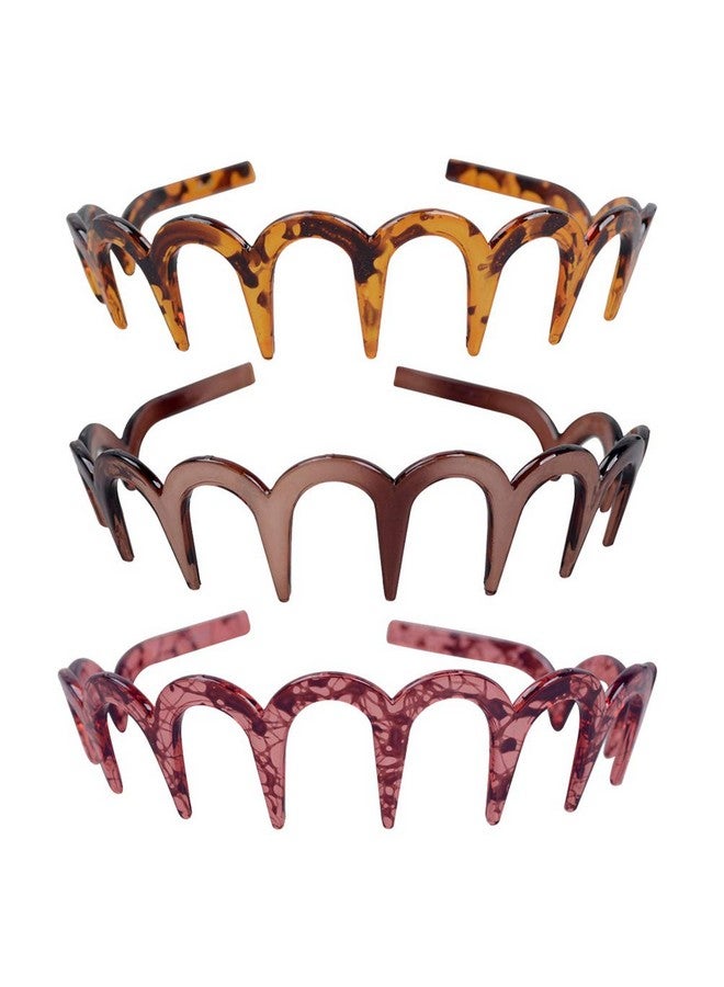 Teensery 3 Pcs Resin Zig Zag Sharks Tooth Comb Hairband Hair Band Hair Hoop Hair Accessories For Women Men(3 Colors) - Image 1