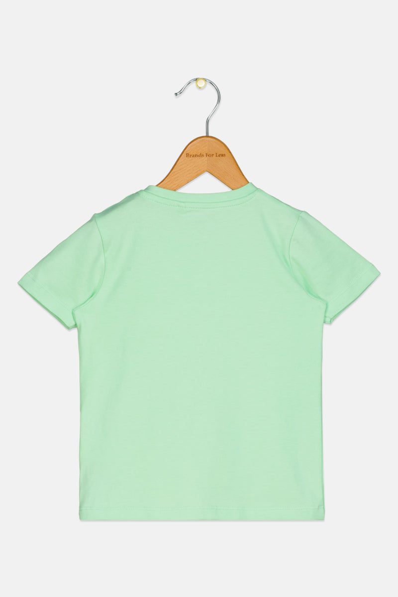 NAME IT تي شيرت قصير الأكمام للأولاد الصغار، مطبوع برسومات، أخضر - Image 2