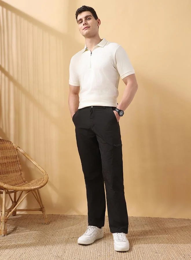 دينيس لينغو بنطلون رجالي كارغو طويل سادة % نايلون بقصة مستقيمة