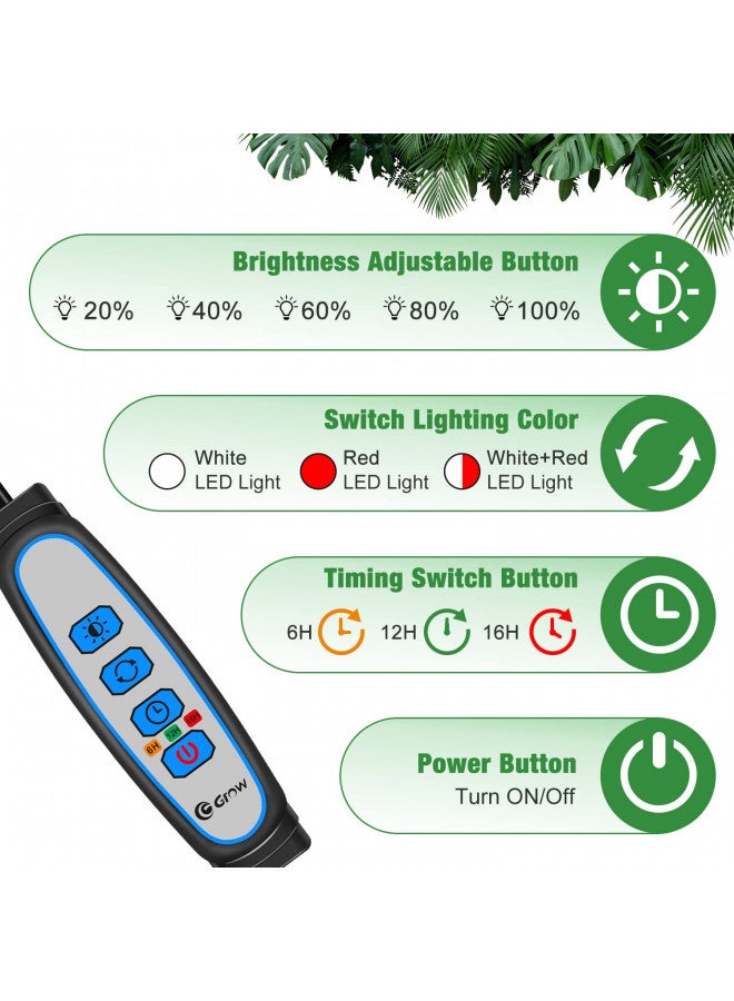 wolezek Grow Lights for Indoor Plants, 2 Pack 6000K LED White Plant Grow Lights Indoor, Full Spectrum Grow Lamp with Clip, Auto ON & Off Timer 6/12/16H, 3 Modes, 5-Level Dimmable Brightness - Image 4