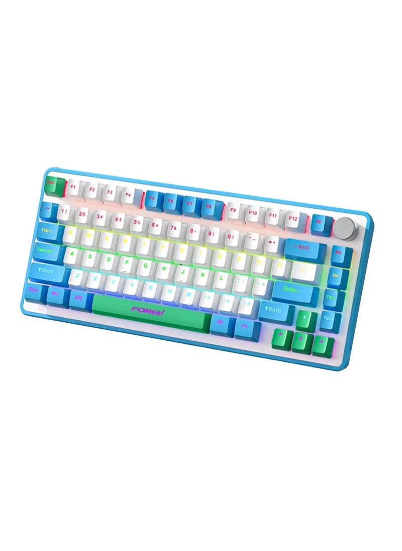 Forev - Portable  Wired Keyboard Hot-Swap Gaming , E-Sports 75% Wired Mechanical Lightweight 82 Key (RGB) With Type-C Cable ,FV-K82 Good Keyboard For Gamer - Image 1