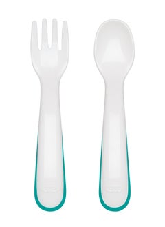 On-The-Go Plastic Fork & Spoon Set With Travel Case - Teal