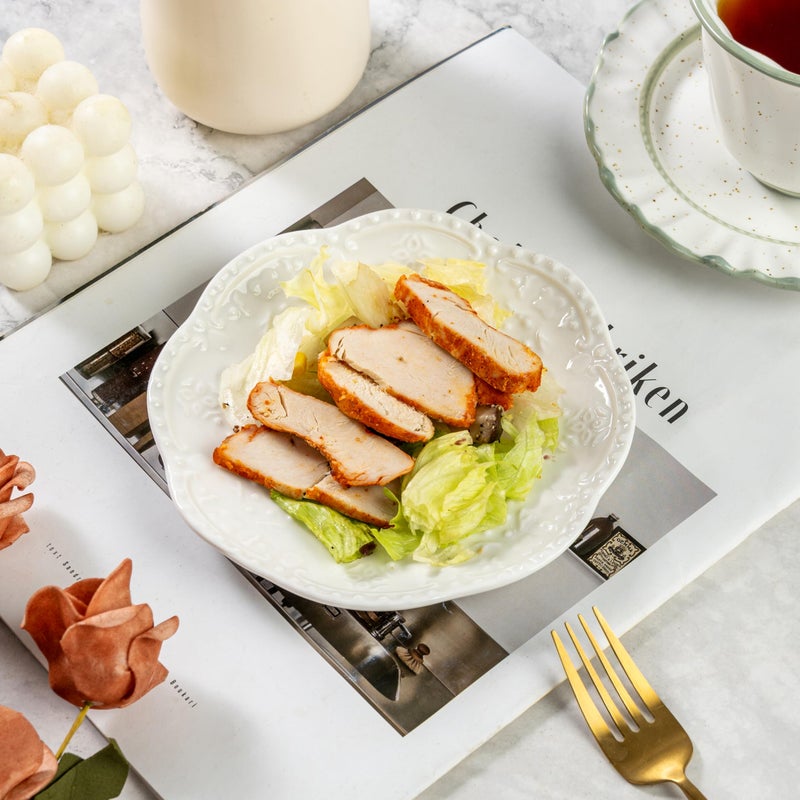 SHIDACHENG White Small Dessert Plates Set of 4,Ceramic Dinner Plates 6 Inch for Appetizer, Fruits, Cake, Salad,Microwave Safe,Christmas Gift - Image 2