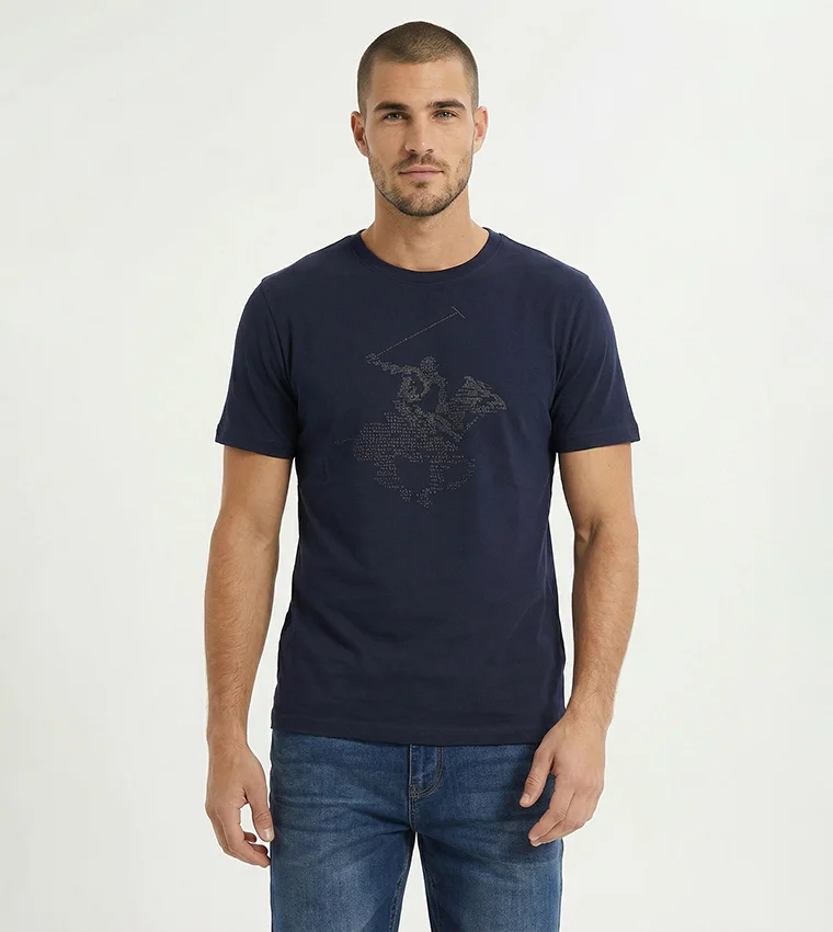 بيفرلي هيلز بولو كلوب Bhpc Mens Navy Blue Short Sleeve T-Shirt