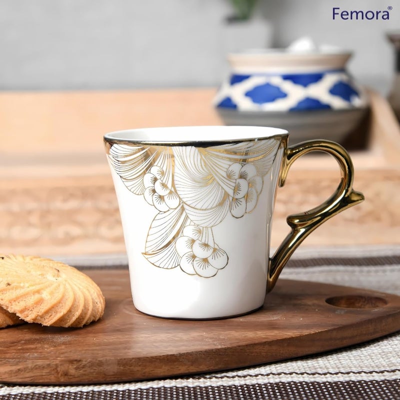 Femora Gold Wild Shroom Tea Mugs Ceramic Tea Cups Coffee Mugs 160 ml 6 Pcs Set NOT Microwave Safe - Image 4