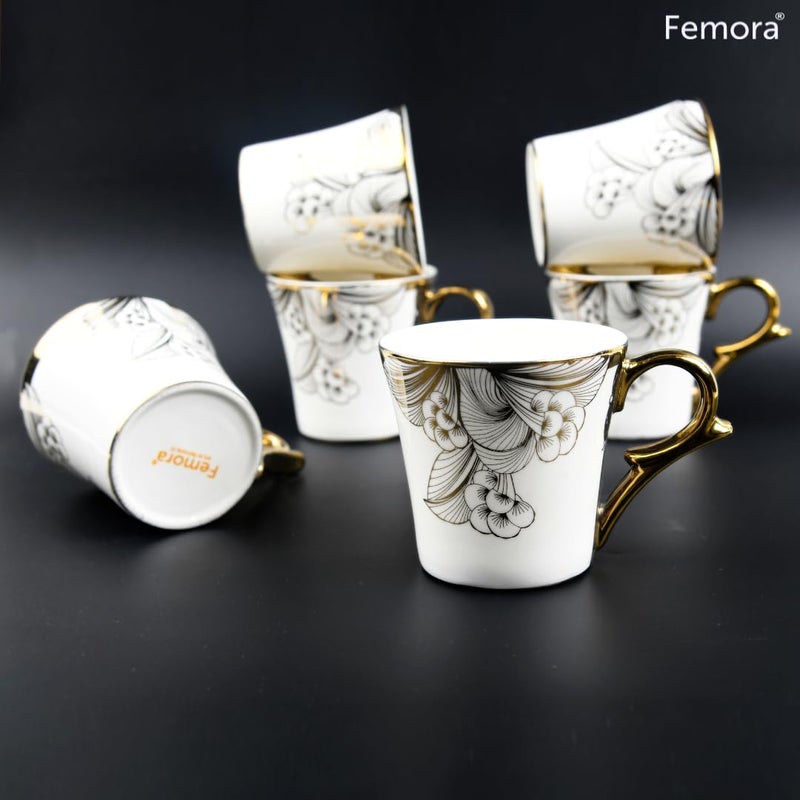 Femora Gold Wild Shroom Tea Mugs Ceramic Tea Cups Coffee Mugs 160 ml 6 Pcs Set NOT Microwave Safe - Image 5
