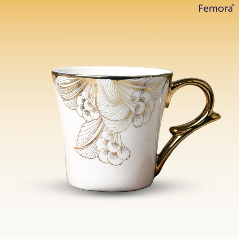 Femora Gold Wild Shroom Tea Mugs Ceramic Tea Cups Coffee Mugs 160 ml 6 Pcs Set NOT Microwave Safe - Image 3