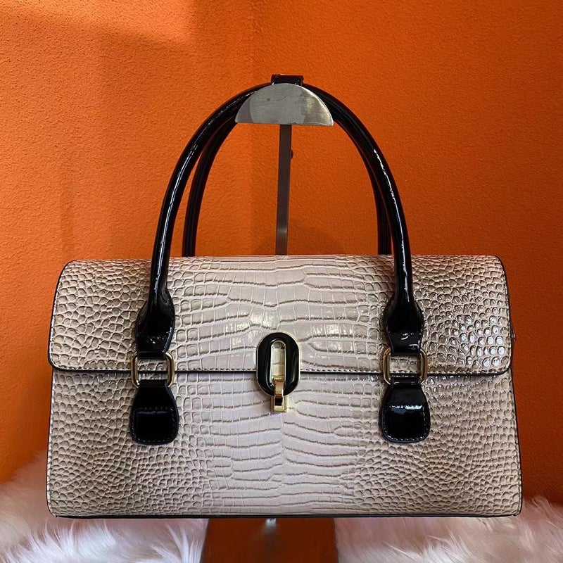 Style Atmospheric Bag Cover Crocodile Pattern Middle-Aged Mother'S Bag Fashionable Texted Personalized Women'S Bag Crossbody Handbag - Image 2
