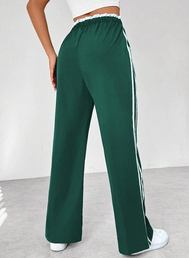 تايك تو بنطلون رياضي بخصر برباط وخطوط جانبية - Image 2