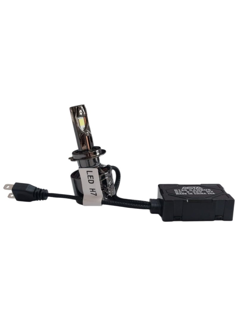 أما طقم مصابيح أمامية للسيارة بتقنية LED R120 H7، أقصى سطوع - Image 1