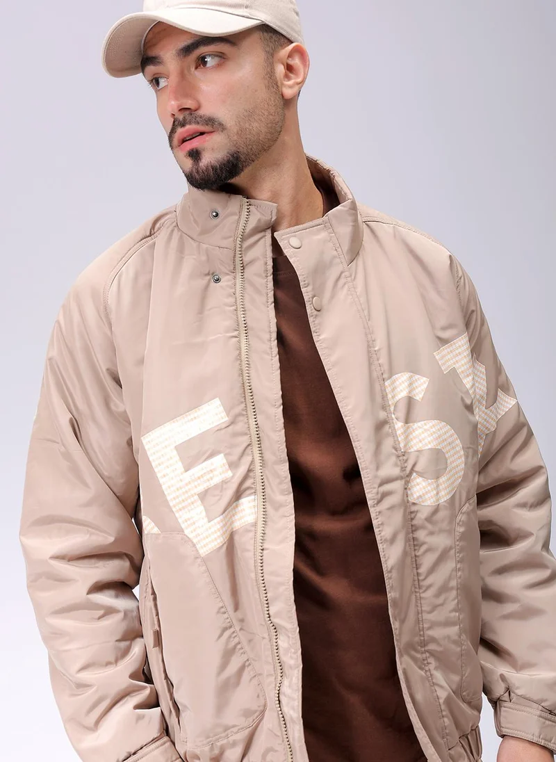 The Indian Garage Co Men Slim Fit Graphic Puffer Jackets