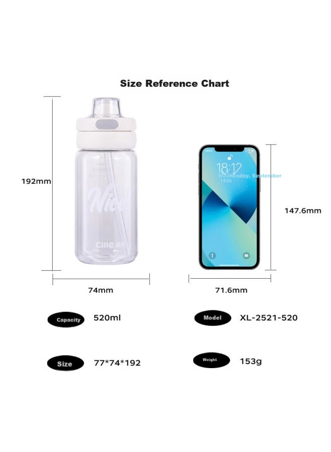 Cille Large Capacity Plastic Sports Water Bottle With Straw For Men And Women, Tritan Portable Summer Outdoor Handheld Cup - Image 1