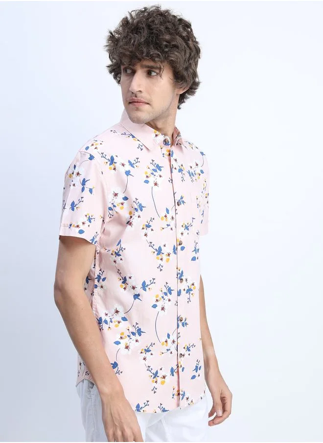 هاي لاندر All Over Floral Print Shirt with Short Sleeves by Styli