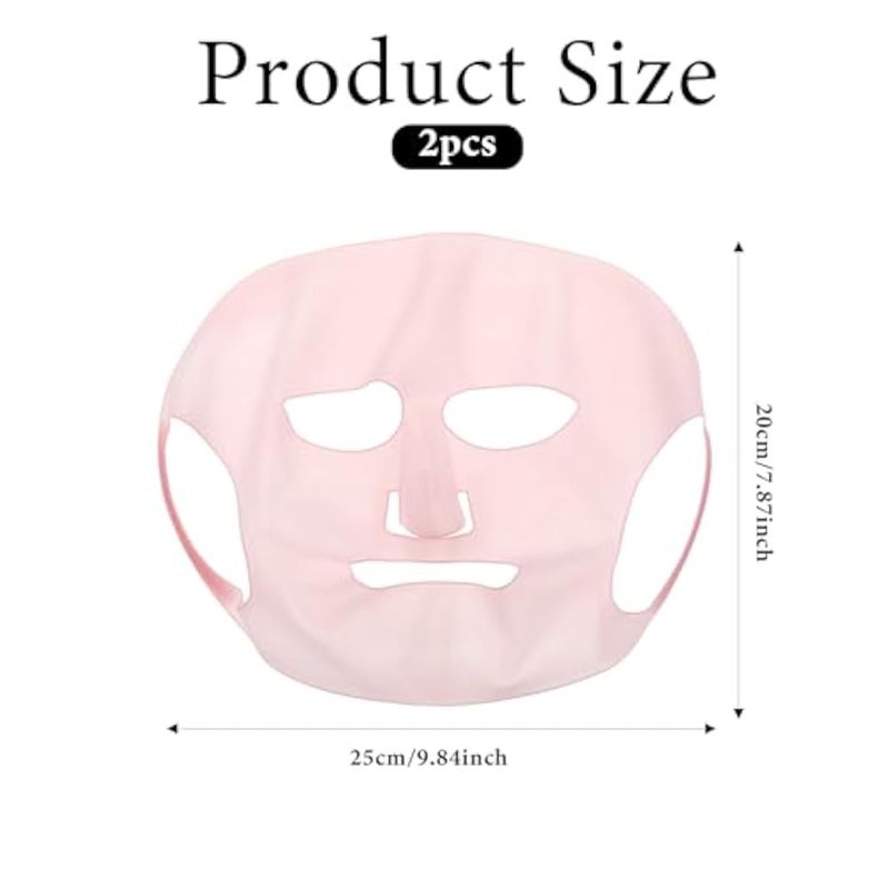 COMNICO 2 Sheets Silicone Face Mask Cover, Reusable Anti-Wrinkle Face Mask Holder Moisturizing 3D Facial Mask Cover Prevent Evaporation Falling Skincare Beauty Spa (Transparent+ Pink) - Image 2