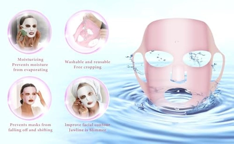 COMNICO 2 Sheets Silicone Face Mask Cover, Reusable Anti-Wrinkle Face Mask Holder Moisturizing 3D Facial Mask Cover Prevent Evaporation Falling Skincare Beauty Spa (Transparent+ Pink) - Image 5