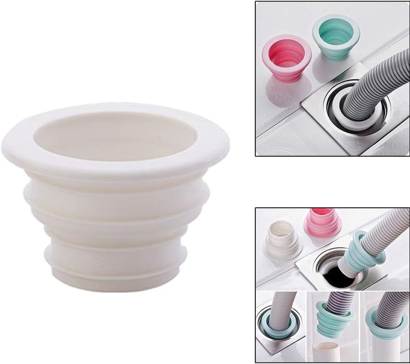 كلاراكو حلقة مانعة للتسرب لأنابيب تصريف مياه الصرف الصحي للمطبخ والحمام، خيط متعدد الطبقات ومرن، توصيل وتشغيل، أبيض - Image 1