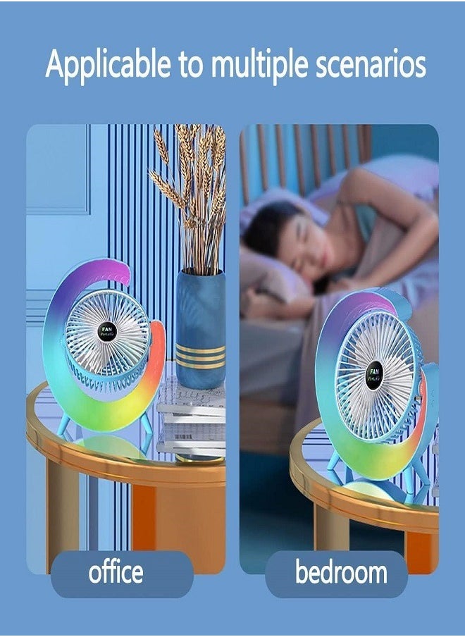 Generic Premium Quality Portable Desktop Table Fan with Lamp-Adjustable Tilt with Powerfull Fan,3 Speeds,5 Lighting Modes-Desk Fan and Lamp for Summer  - Image 3
