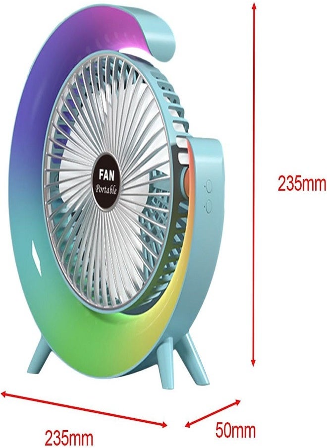 Generic Premium Quality Portable Desktop Table Fan with Lamp-Adjustable Tilt with Powerfull Fan,3 Speeds,5 Lighting Modes-Desk Fan and Lamp for Summer  - Image 2
