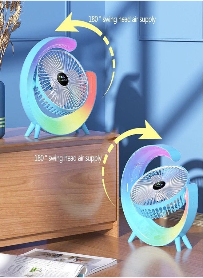 Generic Premium Quality Portable Desktop Table Fan with Lamp-Adjustable Tilt with Powerfull Fan,3 Speeds,5 Lighting Modes-Desk Fan and Lamp for Summer  - Image 4