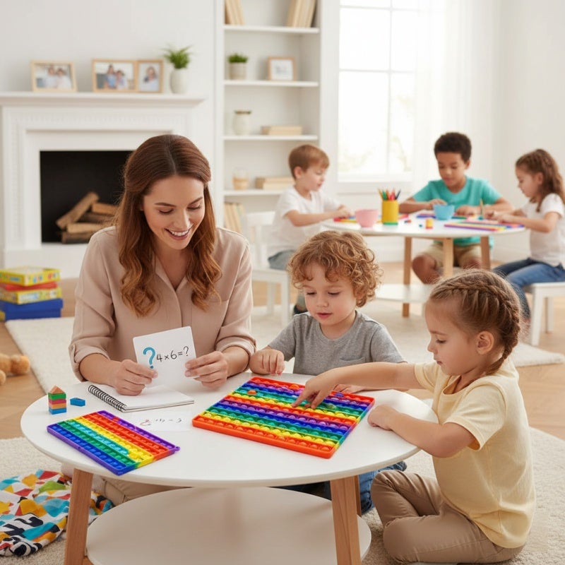 Children Educational Toys: 100% Food-Grade Silicone Safe Soft Durable - Double-Sided 12x12 Multiplication 12+12 Addition Tables Math Learning Toy for Early Education Kids Parent-Child Interactive Play - Image 5