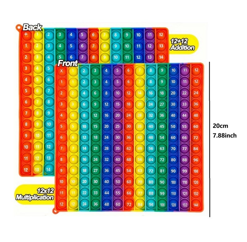 Children Educational Toys: 100% Food-Grade Silicone Safe Soft Durable - Double-Sided 12x12 Multiplication 12+12 Addition Tables Math Learning Toy for Early Education Kids Parent-Child Interactive Play - Image 2
