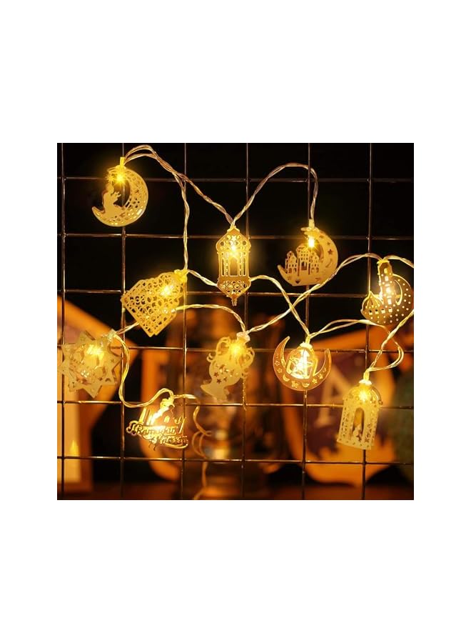 The Bros زينة رمضان للمنزل، 3م 20 لمبة زينة رمضان، زينة فوانيس رمضان، زينة أضواء القمر والنجوم لحديقة الفناء الداخلية والخارجية - Image 5