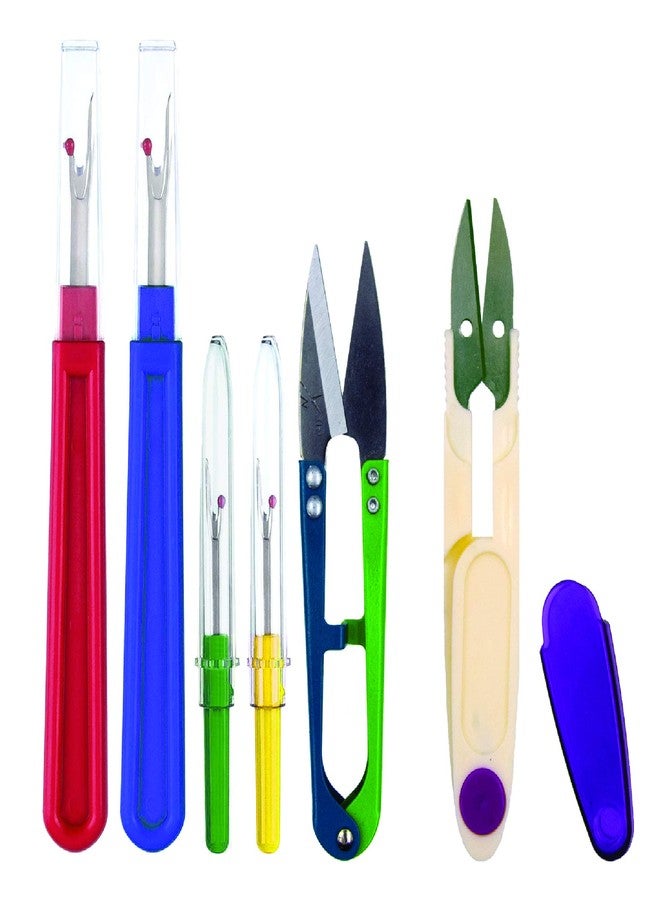 Ultima 6 Piece Colorful Seam Ripper/Nipper Set w/Carry case - 4 Stitch Rippers (2 Large & 2 Small), 1 Metal Nipper/Clipper, 1 Nipper/Clipper Plus Bonus Carry Case. - Image 2