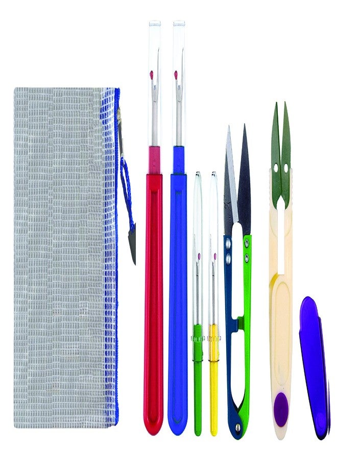 Ultima 6 Piece Colorful Seam Ripper/Nipper Set w/Carry case - 4 Stitch Rippers (2 Large & 2 Small), 1 Metal Nipper/Clipper, 1 Nipper/Clipper Plus Bonus Carry Case. - Image 1
