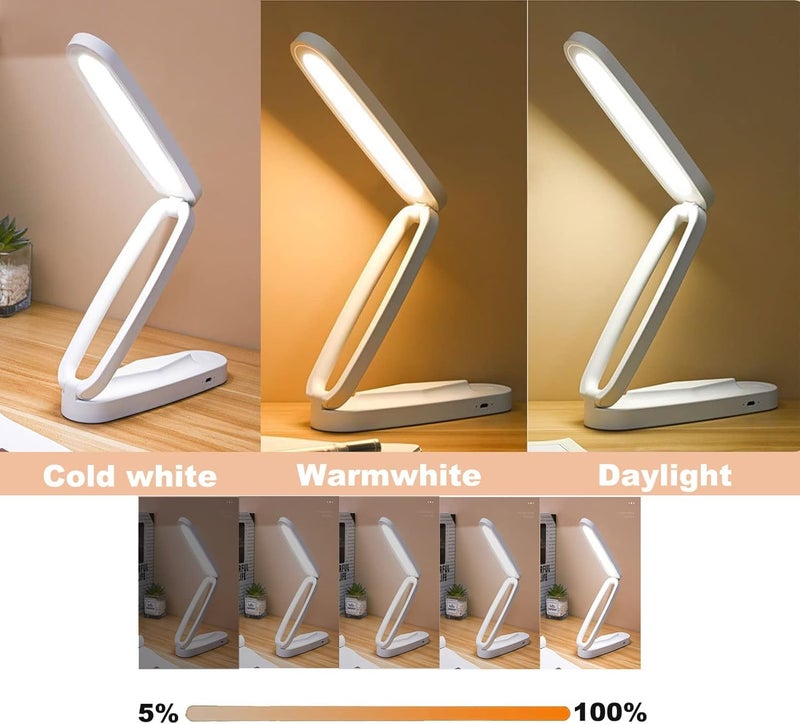 Excefore Foldable Led Desk Lamp, Portable Rechargeable Table Light With 3 Brightness Settings, Small Book Reading Light, Eye-Caring Studying Light For Home, Reading, Studying, Work, Travel - Image 4