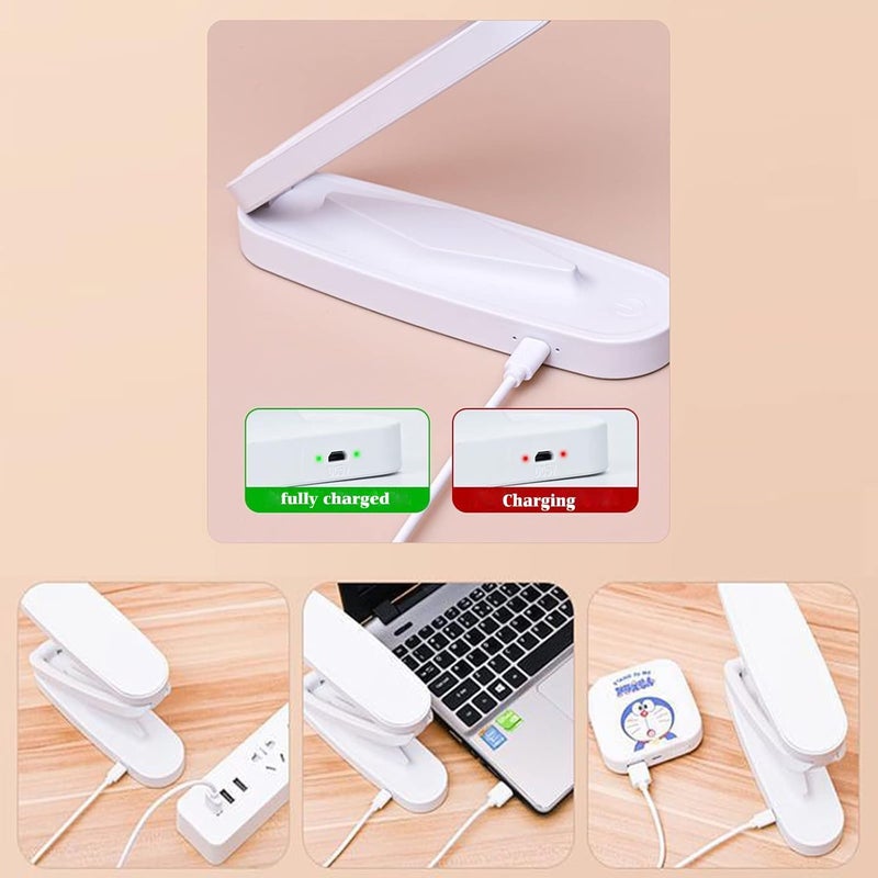 Excefore Foldable Led Desk Lamp, Portable Rechargeable Table Light With 3 Brightness Settings, Small Book Reading Light, Eye-Caring Studying Light For Home, Reading, Studying, Work, Travel - Image 3