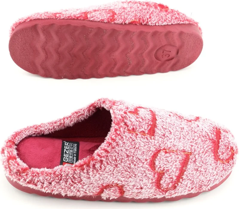 Gezer Women's Winter Embroidered Heart Design Comfortable Sole Home Garden Gondola Slippers