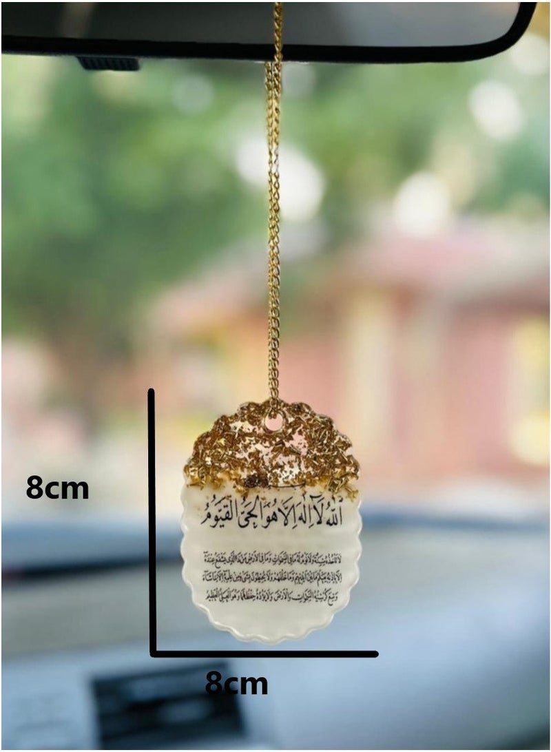 Luxury Islamic Design Double-Sided Car Pendant Embroidered with Gold Leaf - Image 3
