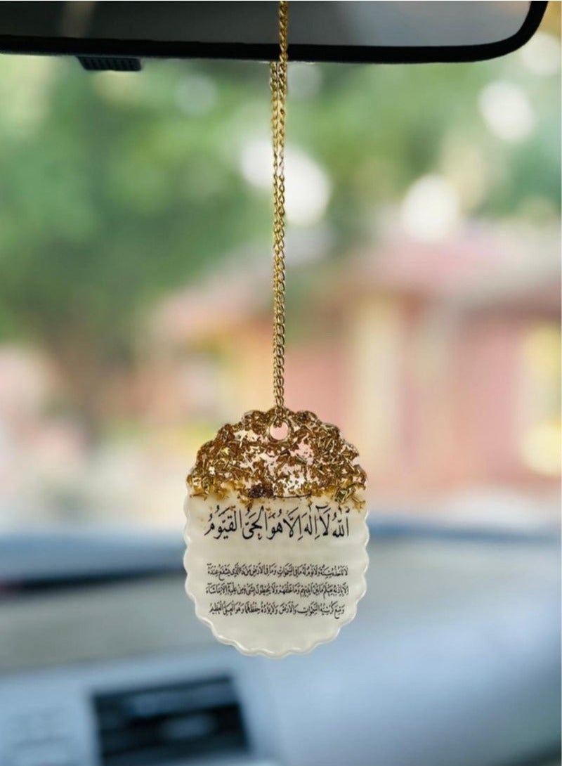 Luxury Islamic Design Double-Sided Car Pendant Embroidered with Gold Leaf - Image 1