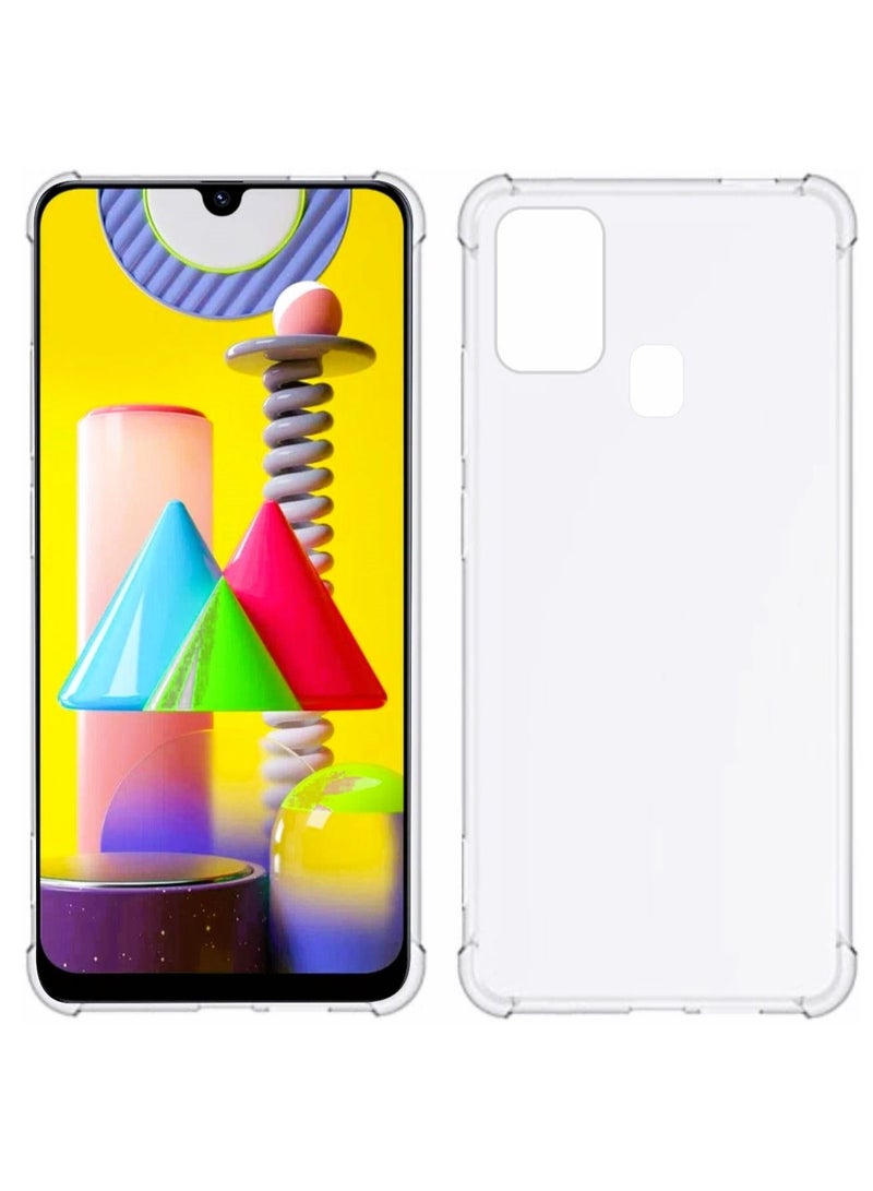 IAF Samsung Galaxy M31 Crystal Clear Case Shockproof Slim Impact Resistant Reinforced Bumper Corner Soft TPU PC Back Cover - Image 1